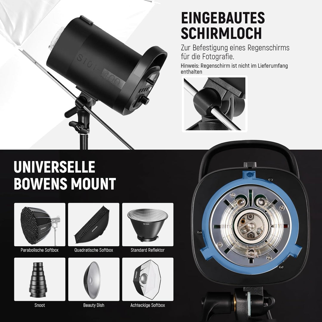 NEEWER 800Ws Studio Monolight Strobe Flash Set: 2er Pack S101-400W PRO 5600K Blitzlicht Studio mit 2