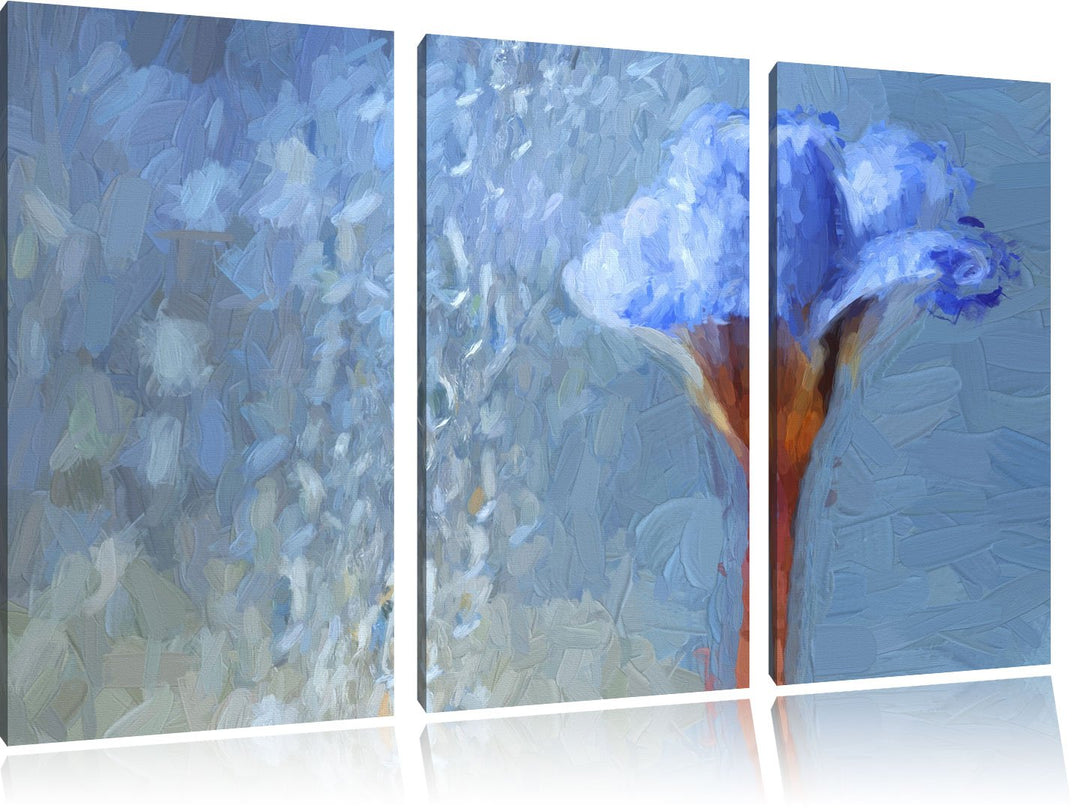 Pixxprint Frühlingsblume Tautropfen / 3-Teilig/Gesamtmass 120cm Leinwandbild bespannt auf Holzrahmen