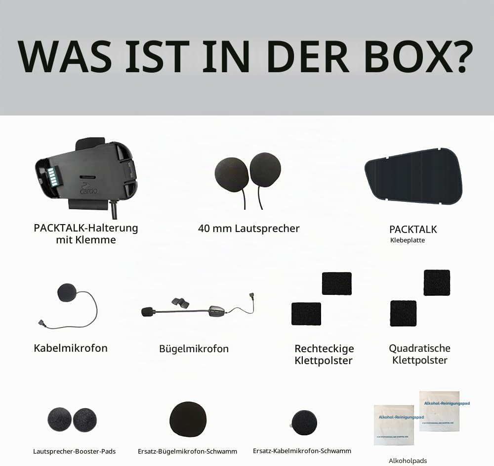 Cardo KIT 2. PACKTALK Kopfhörer Unterstützung 2 Mikrofone 2 Kopfhörer/Stick Base Support.PTALK Noir