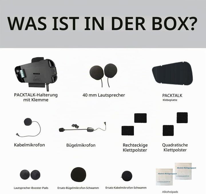 Cardo KIT 2. PACKTALK Kopfhörer Unterstützung 2 Mikrofone 2 Kopfhörer/Stick Base Support.PTALK Noir
