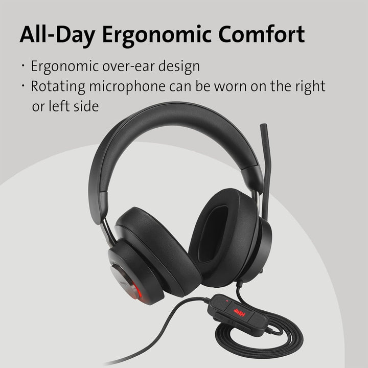 Kensington H2000 Over-Ear USB-C Kopfhörer mit Mikrofon, Windows- und Mac-kompatibel, Noice Cancellin