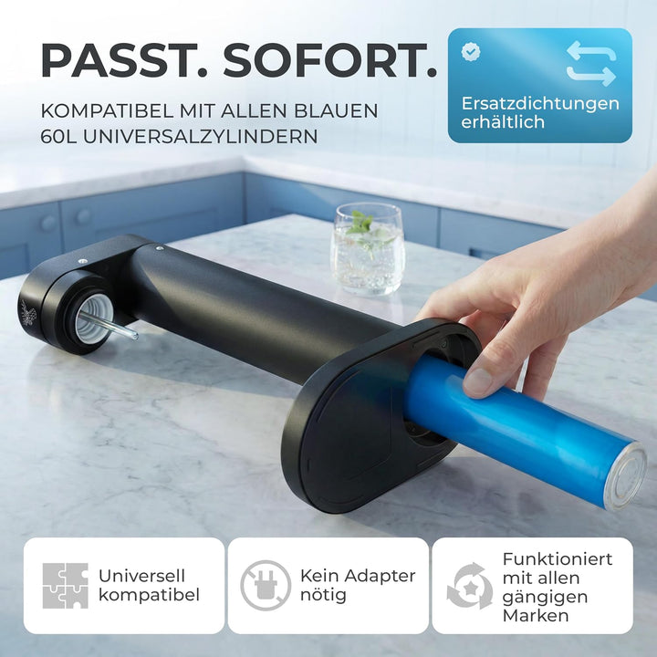 Infinity-S Wassersprudler aus hochwertigem Edelstahl (Black/Black) – inkl. 2x 1,25L Edelstahlflasche