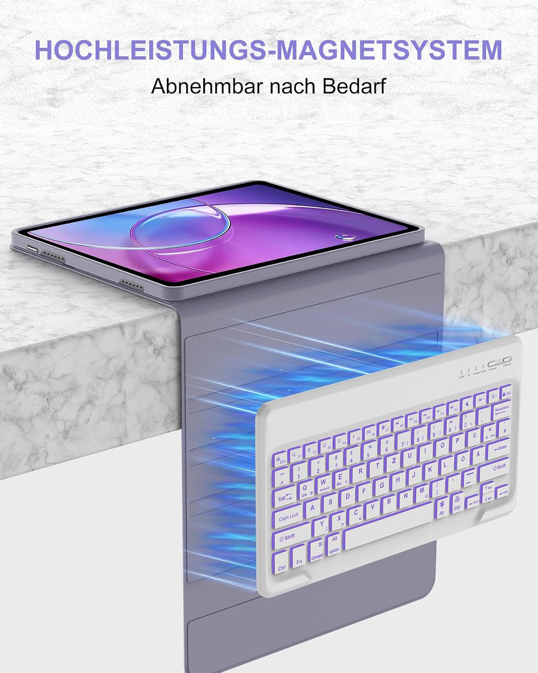Hülle mit Tastatur für Lenovo Idea Tab Pro Gen 2 13" (2026) TB376FU - Deutsche QWERTZ Tastatur mit 7