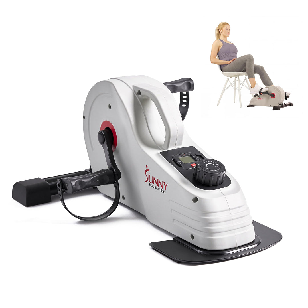 Sunny Health & Fitness Smart-Heimtrainer, Untertisch-Mini-Pedaltrainer mit Doppelfunktion für Senior
