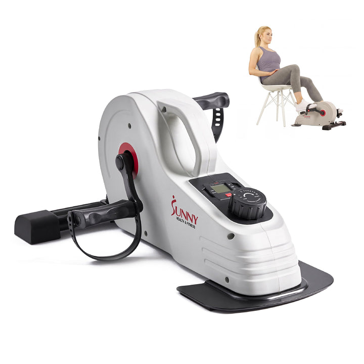 Sunny Health & Fitness Smart-Heimtrainer, Untertisch-Mini-Pedaltrainer mit Doppelfunktion für Senior