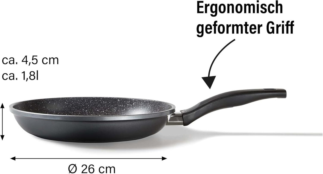 STONELINE Bratpfanne 26 cm, induktionsgeeignet, Aluguss, Antihaftbeschichtung mit echten Steinpartik