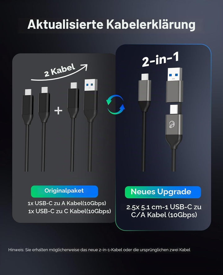 ORICO M.2 NVMe SSD Gehäuse USB-C Adapter 10Gbps USB3.2/ USB3.1 Gen2 für PCIe NVMe M-Key/M+B Key SSD,