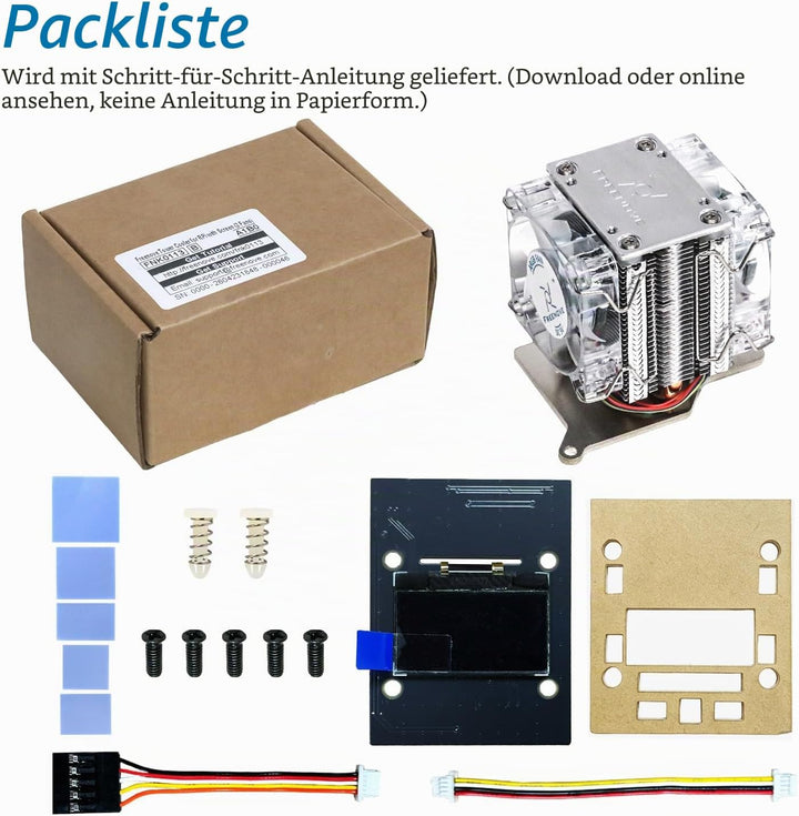 Freenove Active Cooler for Raspberry Pi 5 with 2 Fans and OLED Screen, Aluminum Heatsink with Heat P