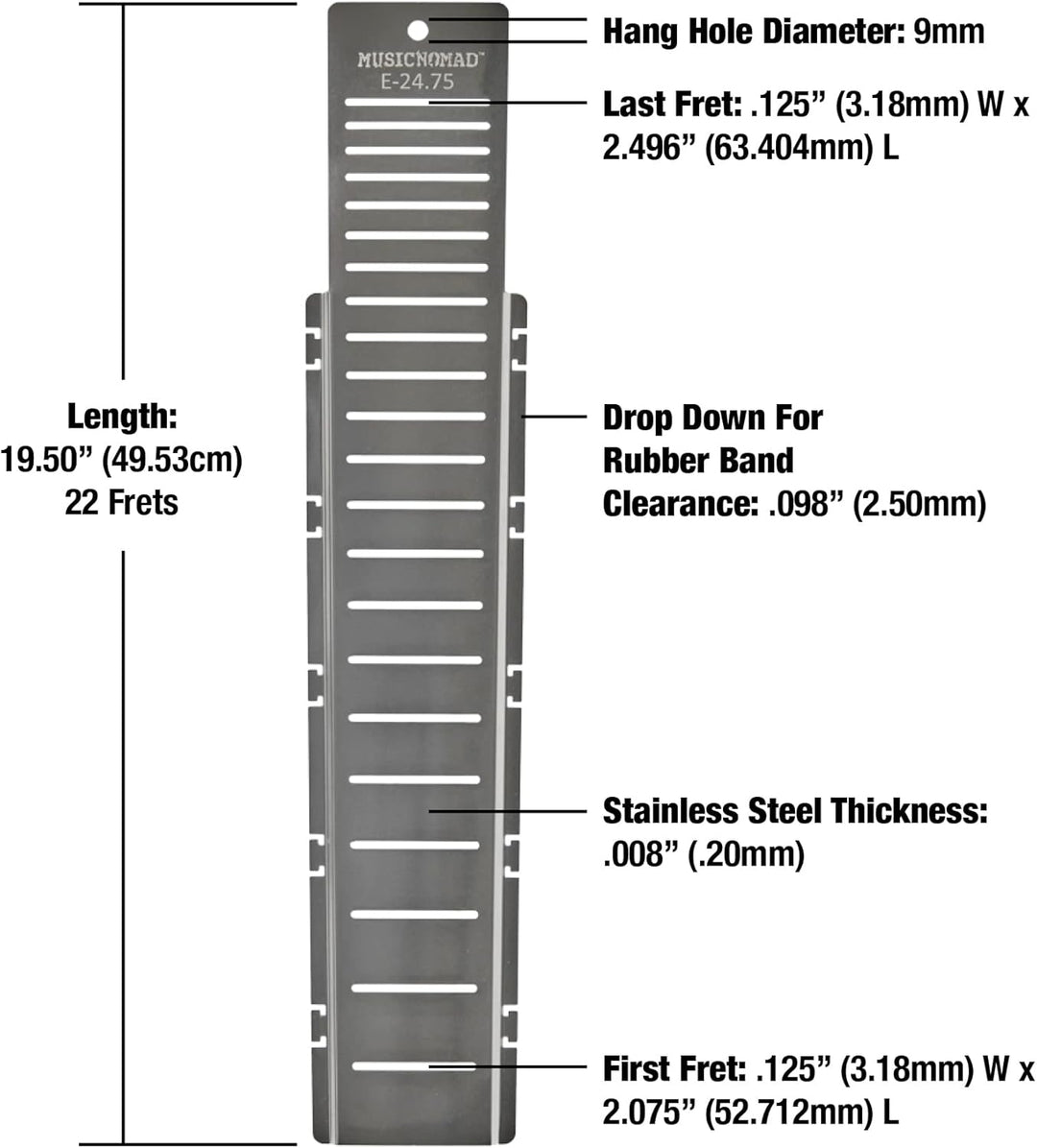 MusicNomad MN804 Fret Shield for 24.75-inch Scale Length Electric Guitar, Fret Shield: E-24.75"