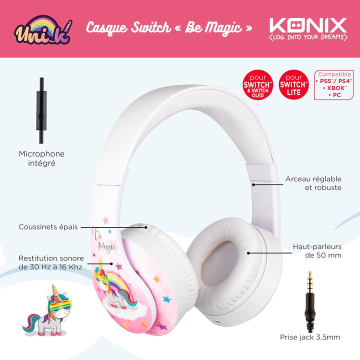Unik Be Magic Kopfhörer Kompatibel für Nintendo Switch, Apple iOS, Android, Tablet, PC, PS4, PS5, Xb