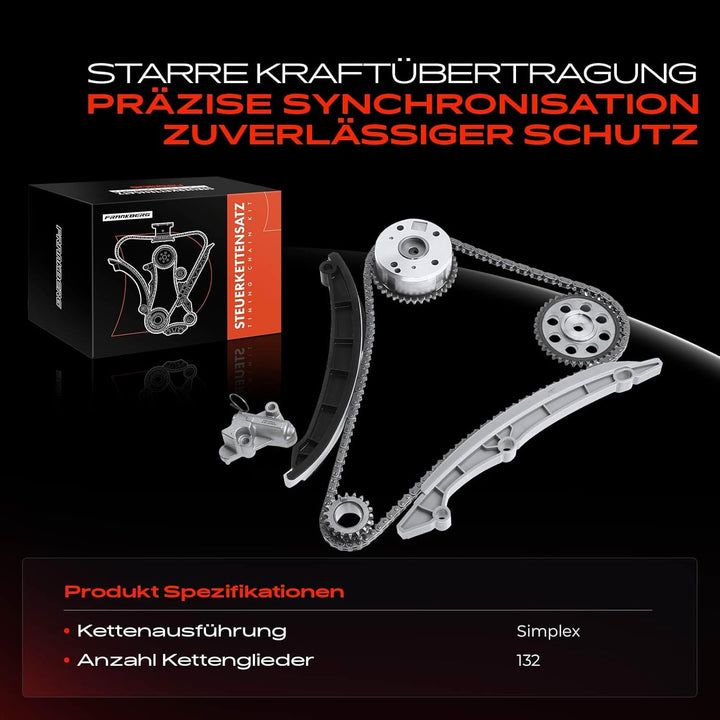 Frankberg Steuerkettensatz Kompatibel mit A1 8X1 A3 8P1 Golf V/VI 1K1 5K1 J-e-t-t-a III/IV 1K2 162 P