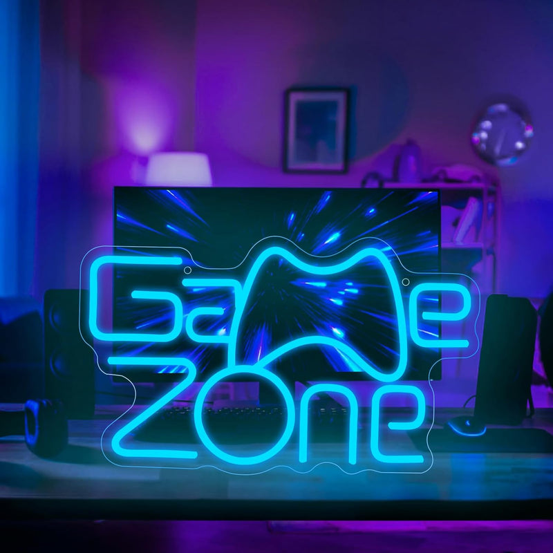 Neonlicht Schild, Spiel Leuchtreklame Game Zone Gaming Neon Schild Neon Sign Licht Leuchtschild Neon