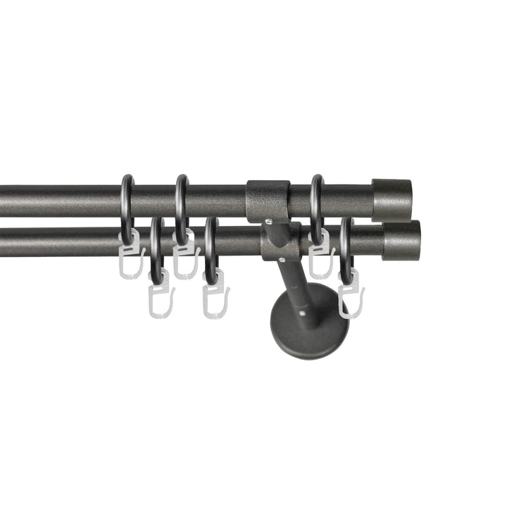 Garesa Gardinenstange Rustika Ø 16mm, 2-läufig, Graphite I Rustikale Vorhangstange aus Metall inkl.