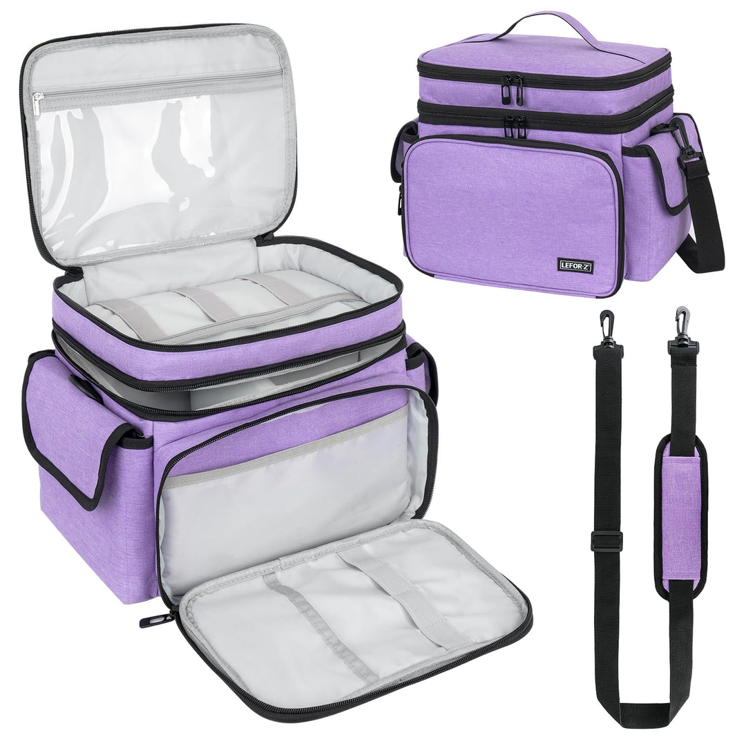 Grosser Nähkasten mit Nähtaschen, Nähzubehör, Garnaufbewahrung, Nadelbehälter, violett, XL, Modern V