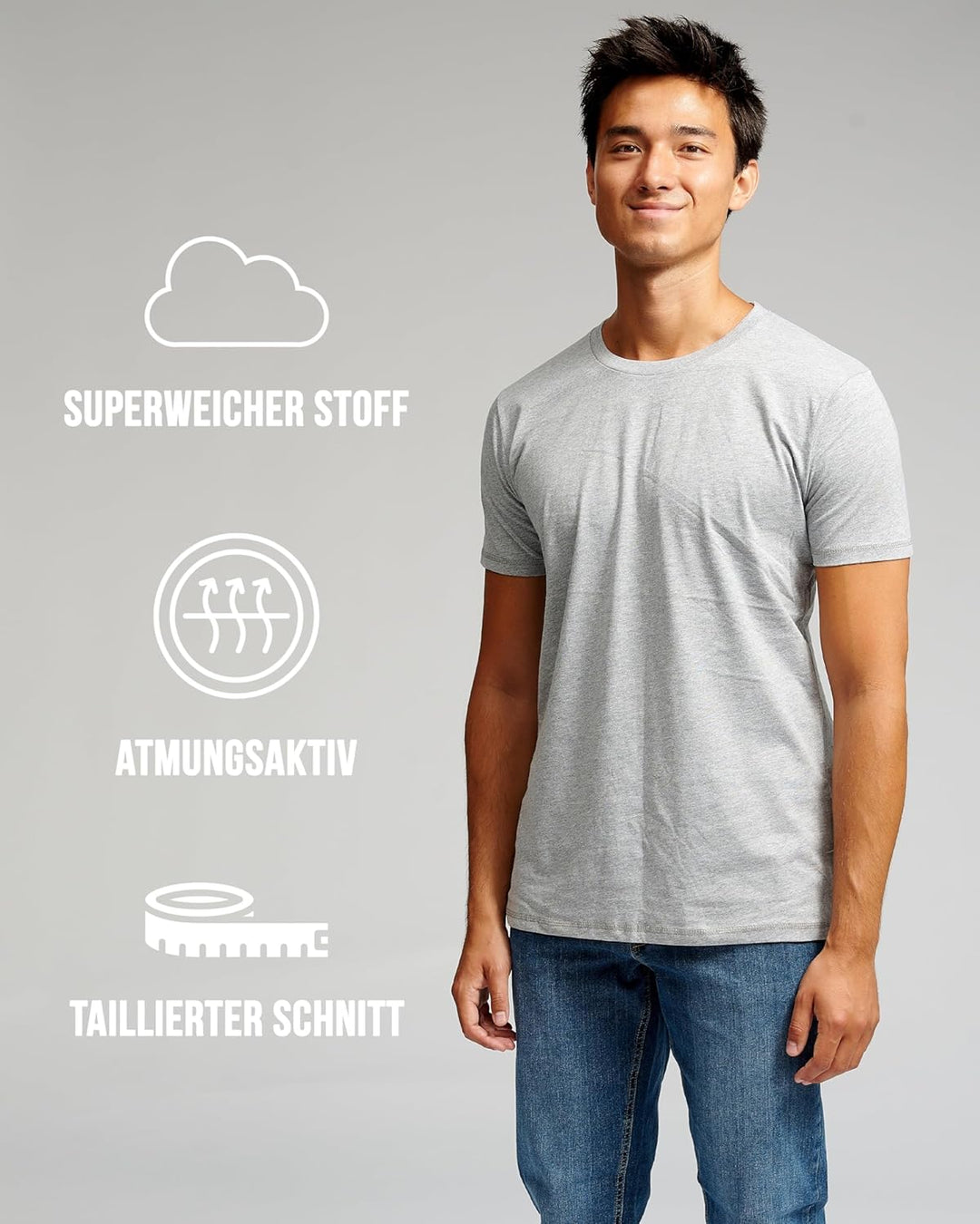 Performance Basic-T-Shirts für Männer Pack of 3 - 100% Reine Baumwolle Kurzarm-T-Shirt - Maschine Wa