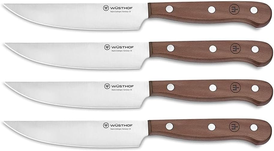 WÜSTHOF Steakmessersatz mit 4 Messern Pflaumenholzgriffe, Pflaumenholzgriffe