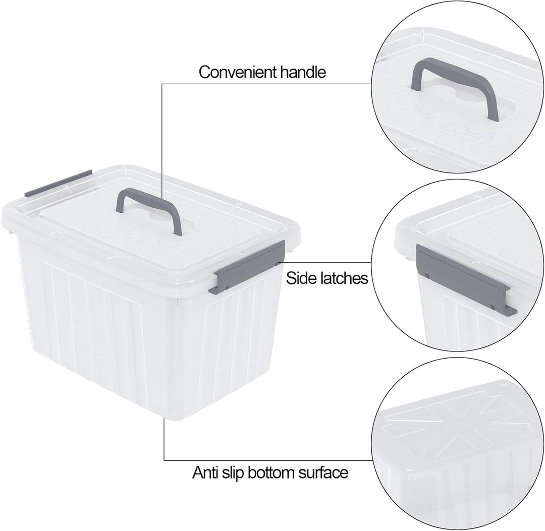 Neadas 6 Stück Durchsichtige Aufbewahrungsbox mit Verriegelung, 10 L Transparente Aufbewahrungsbox a