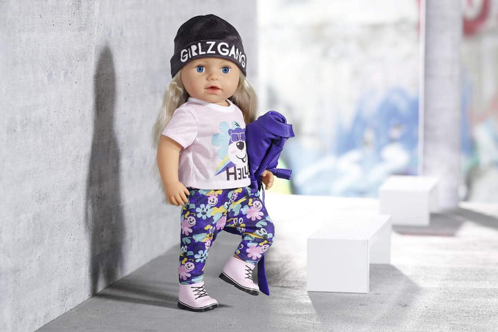 BABY born Deluxe Kalte Tage Set aus blauem Mantel, Mütze, Shirt, Leggins und Stiefeln,für 43 cm Pupp