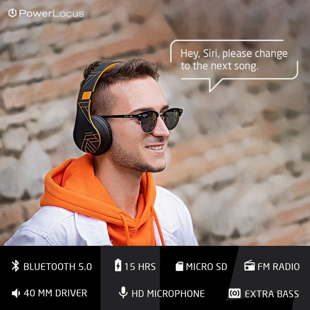 PowerLocus Bluetooth Over-Ear Kopfhörer, Kabellos Stereo Faltbare Kopfhörer Kabellose und Kabel-Kopf