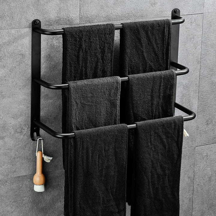 Yeegout No Drill 3-Tiers Handtuchhalter Edelstahl-Handtuchhalter für Bad Küche und Toilette Schwarz,