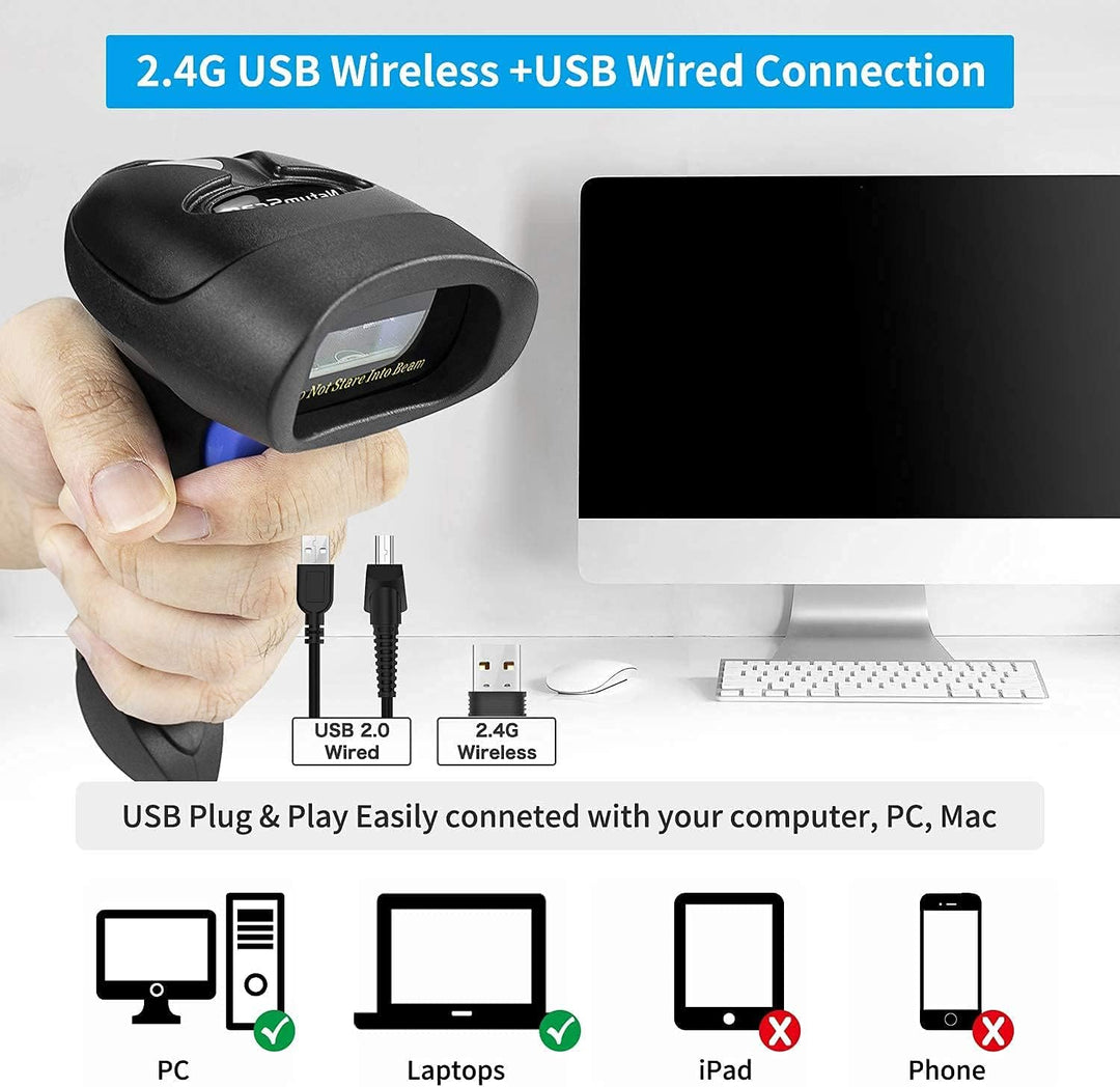 NetumScan Wireless Barcode Scanner Automatischer 2.4G USB-Barcode-Leser mit freihändigem verstellbar