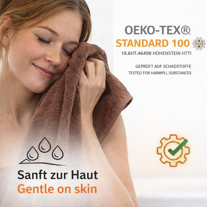 Betz 4-TLG. Handtuch-Set Premium 100% Baumwolle 2 Duschtücher 2 Handtücher Farbe nuss, Nuss