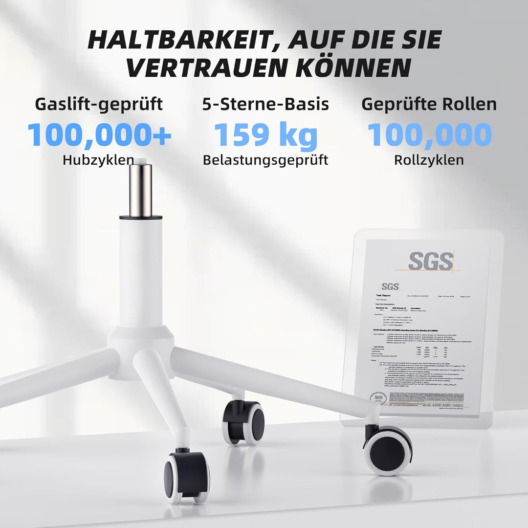 CYKOV Ergonomischer Bürostuhl mit Fussstütze, Büro Stuhl & Gaming Stuhl 150 kg+, 90-160° Verstellbar