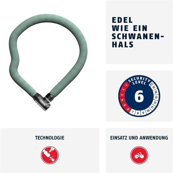 ABUS Kettenschloss Goose Lock 4204K - biegsames, klapperfreies Fahrradschloss aus gehärtetem Stahl -