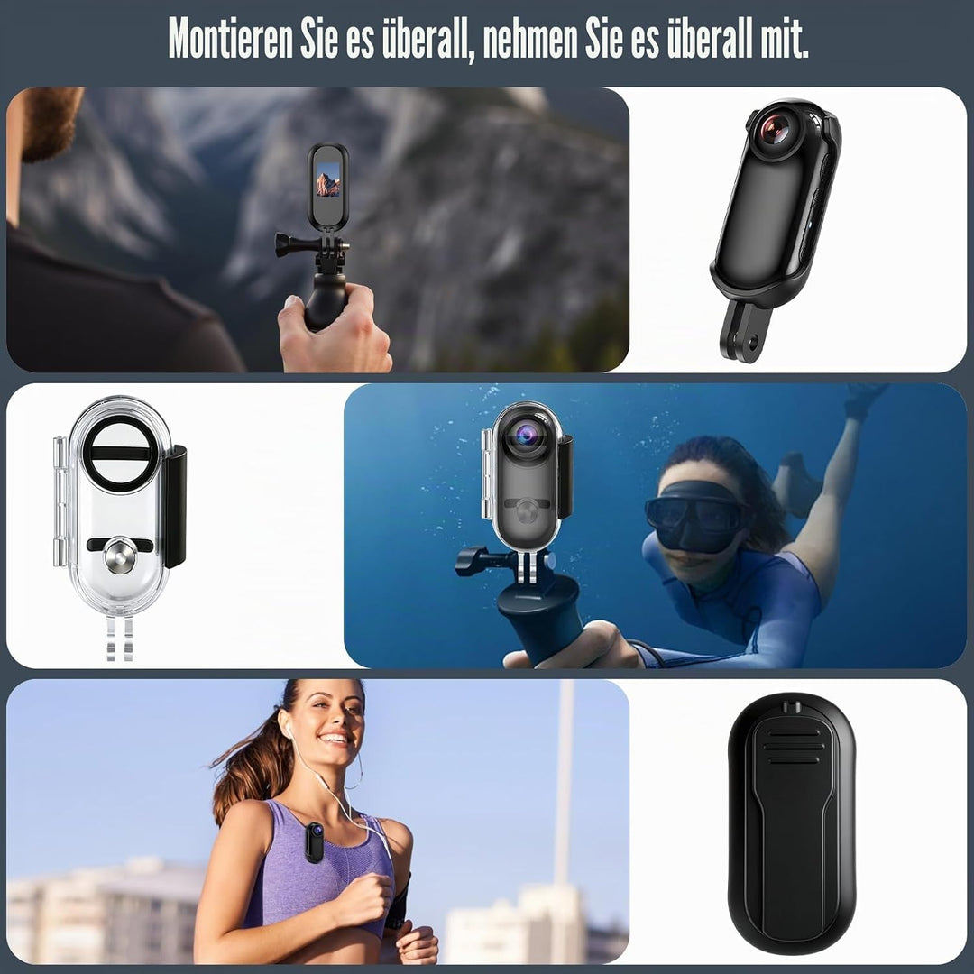 OBEST Mini Action 4K Unterwasserkamera, Mini wasserdichte WiFi Cam, Helmkamera für Fahrrad und Motor