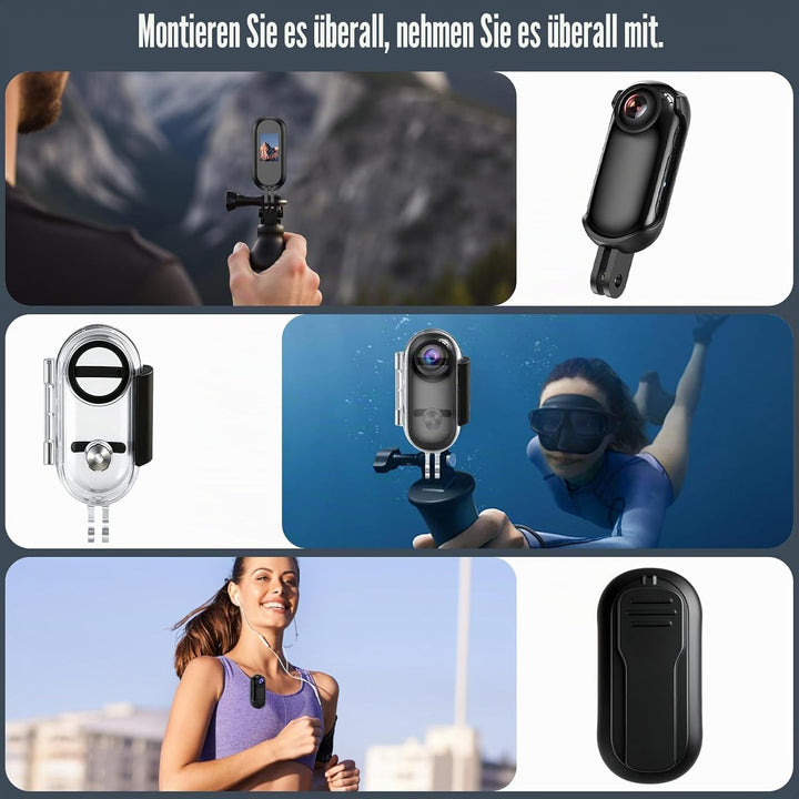 OBEST Mini Action 4K Unterwasserkamera, Mini wasserdichte WiFi Cam, Helmkamera für Fahrrad und Motor