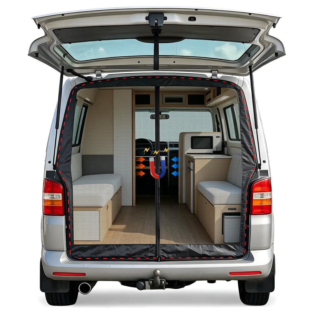 Moskitonetz Auto Hintertür Kompatibel für VW T5 T6,Magnetisch Reissverschluss Fliegengitter Auto Ins