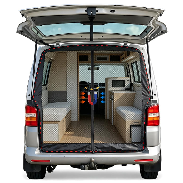 Moskitonetz Auto Hintertür Kompatibel für VW T5 T6,Magnetisch Reissverschluss Fliegengitter Auto Ins