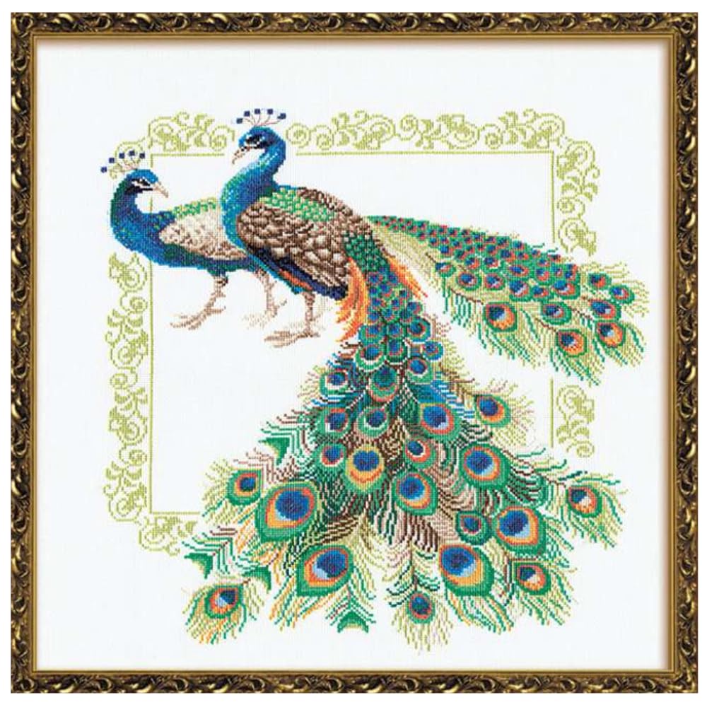 Riolis Kreuzstich-Set, Motiv: The Peacocks, Kreuzstich, Weiss