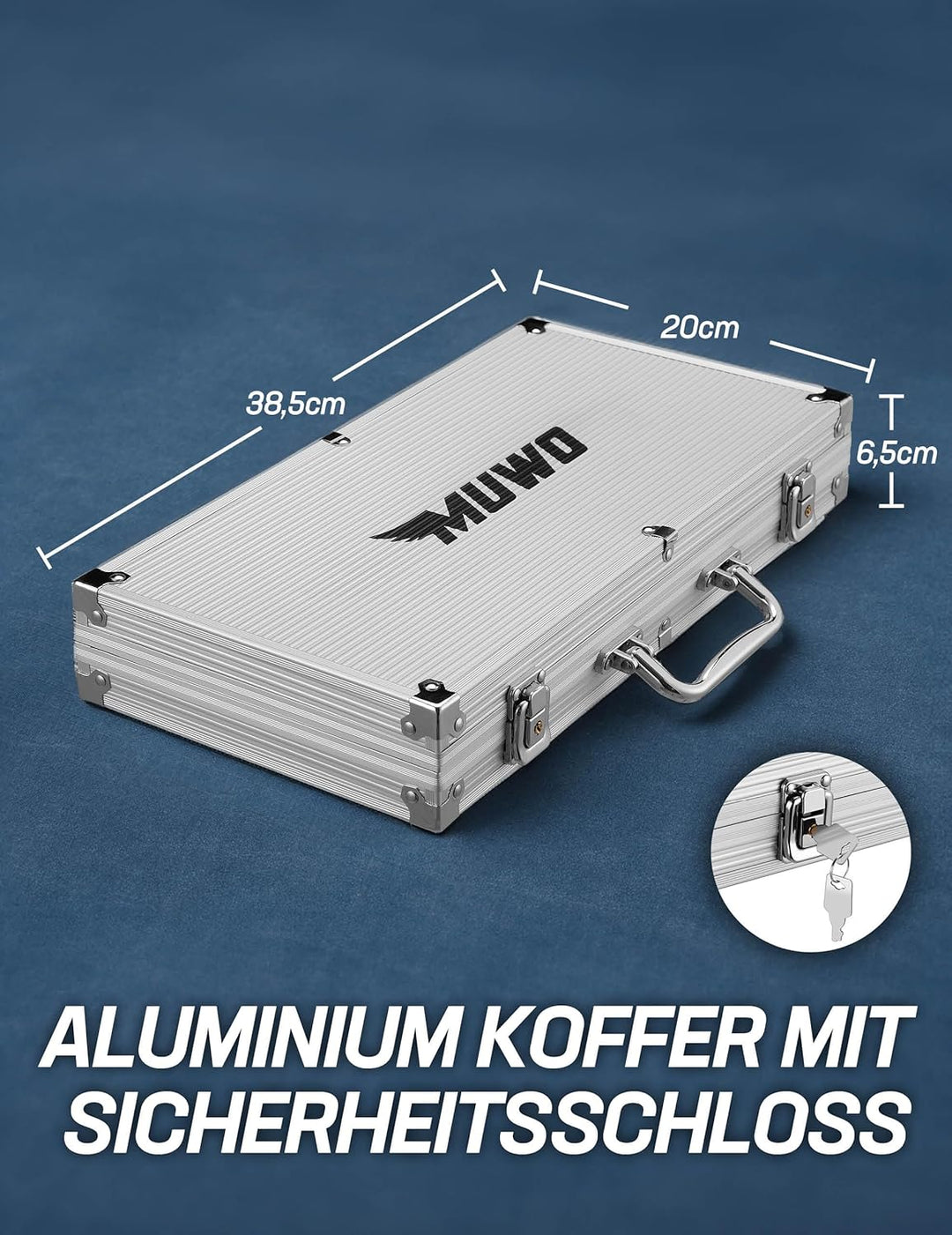 MUWO "All In Pokerkoffer-Set mit 300 Chips oder mit 500 Chips Casino Komplettset im praktischem Aluk