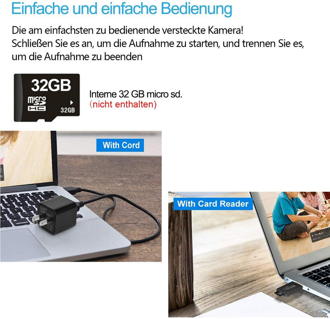 Mini Überwachungskameras 1080P USB Mini Kamera Ohne WLAN | Sicherheitskamera Videorekorder mit Beweg