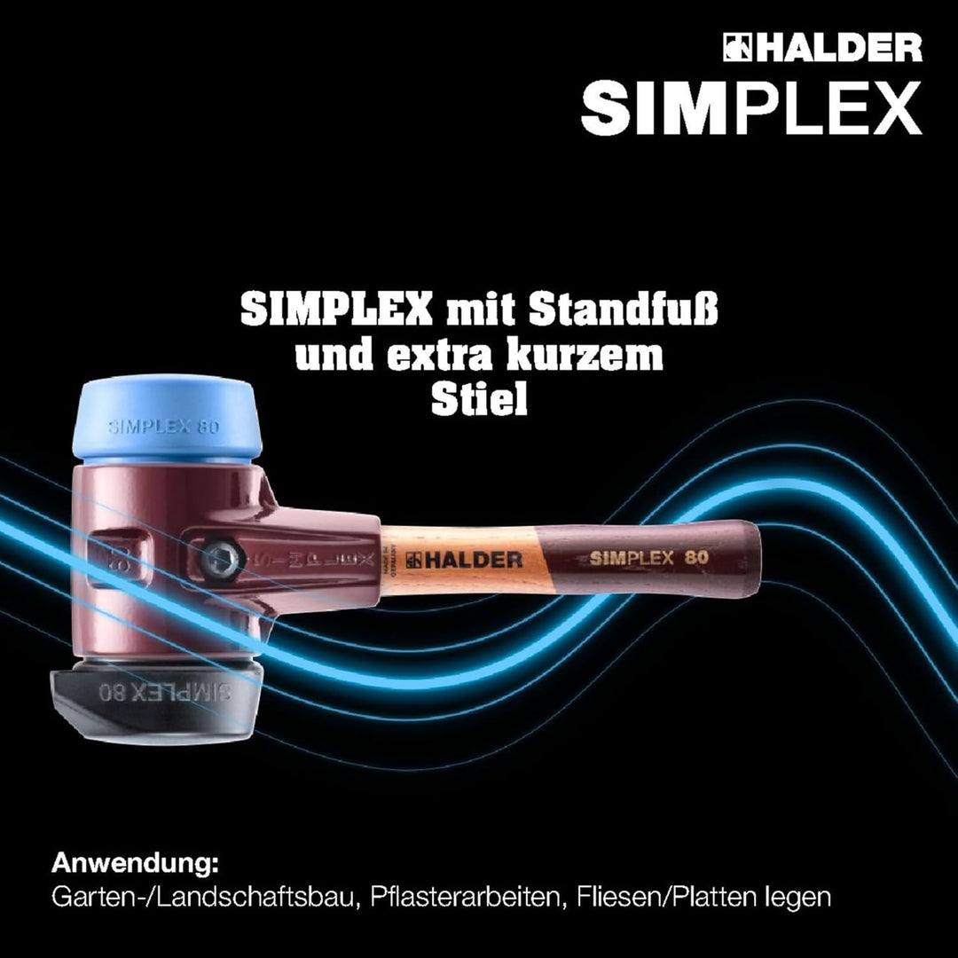 SIMPLEX-Schonhammer, Gummikomposition, mit Standfuss/TPE-soft; mit Tempergussgehäuse und hochwertige