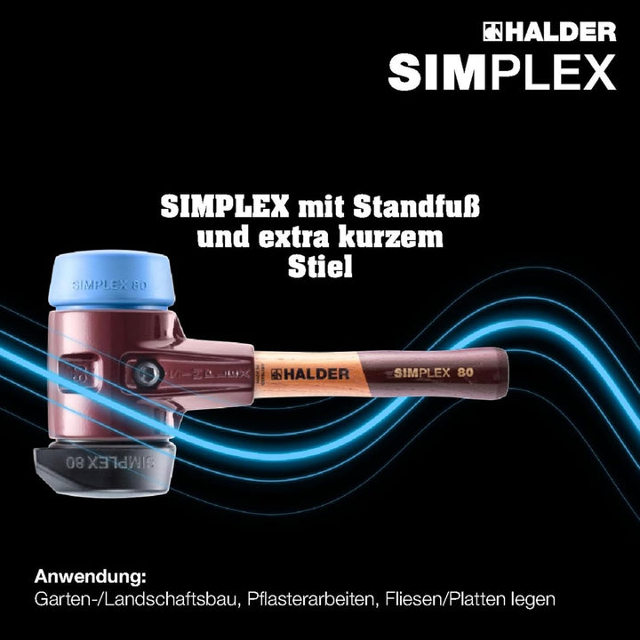 SIMPLEX-Schonhammer, Gummikomposition, mit Standfuss/TPE-soft; mit Tempergussgehäuse und hochwertige