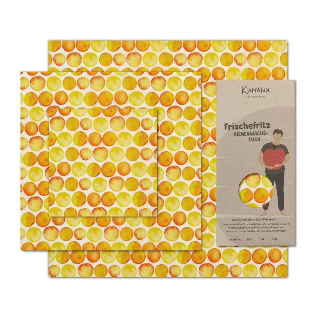 Kumanu | Bio-Bienenwachstuch - 3er Set Bienenwachstücher FRISCHEFRITZ | natürlich und plastikfrei fr