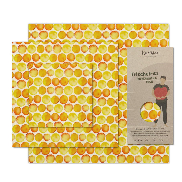Kumanu | Bio-Bienenwachstuch - 3er Set Bienenwachstücher FRISCHEFRITZ | natürlich und plastikfrei fr