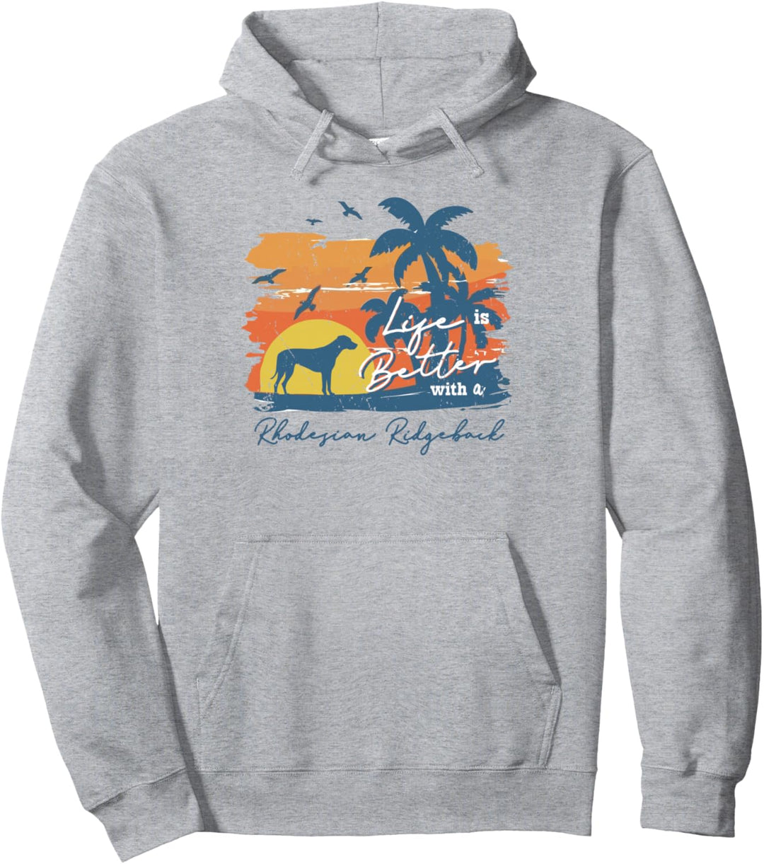Rhodesian Ridgeback Life is Better Vintage Sonnenuntergang Pullover Hoodie