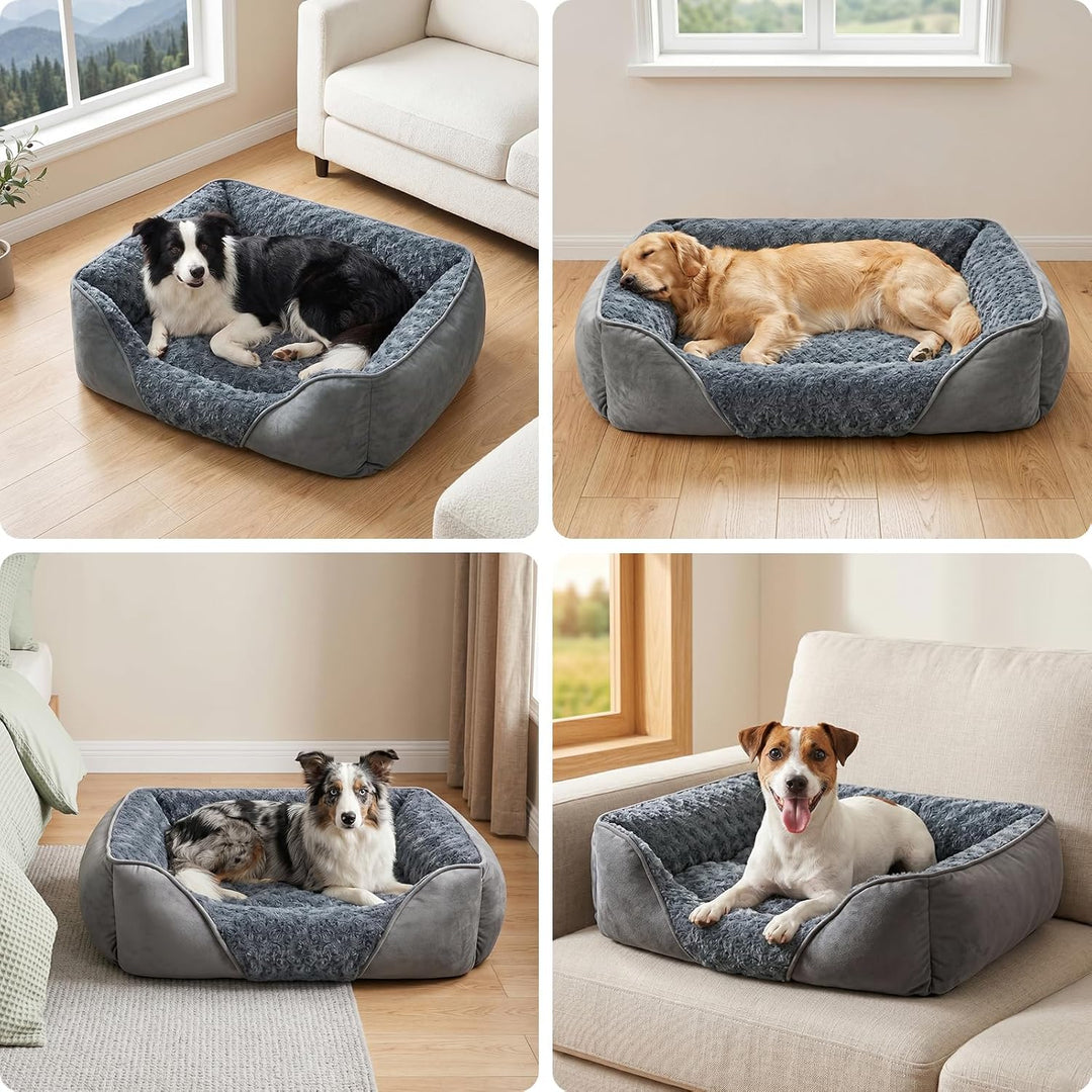 JOEJOY Hundebett Waschbar Flauschig, rutschfest Anti-Angst Hundekorb Weich Bequem Rosensamt, Haustie