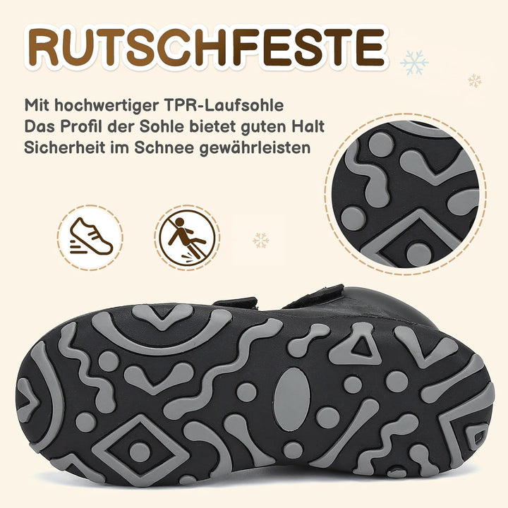 Mishansha Kinder Winterschuhe Gefüttert Winterstiefel für Jungen Mädchen Gr.24-38 29 EU Schwarz, 29