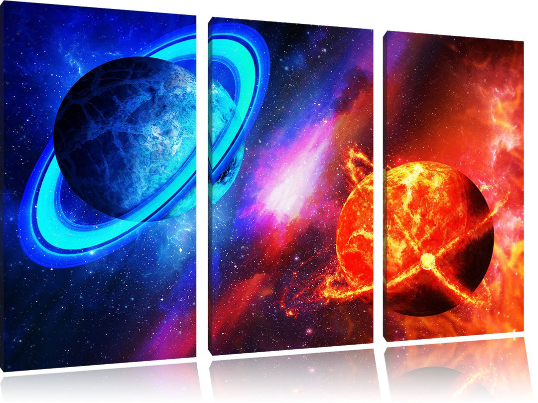 Pixxprint Ausgleich im Weltall 3-Teiler Leinwandbild 120x80 Bild auf Leinwand, XXL