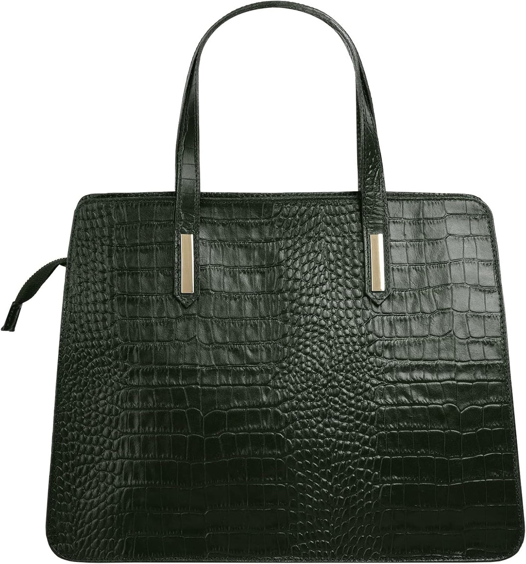 Cluty Handtasche Echt Leder Damen - 021321 Dunkelgrün, Dunkelgrün