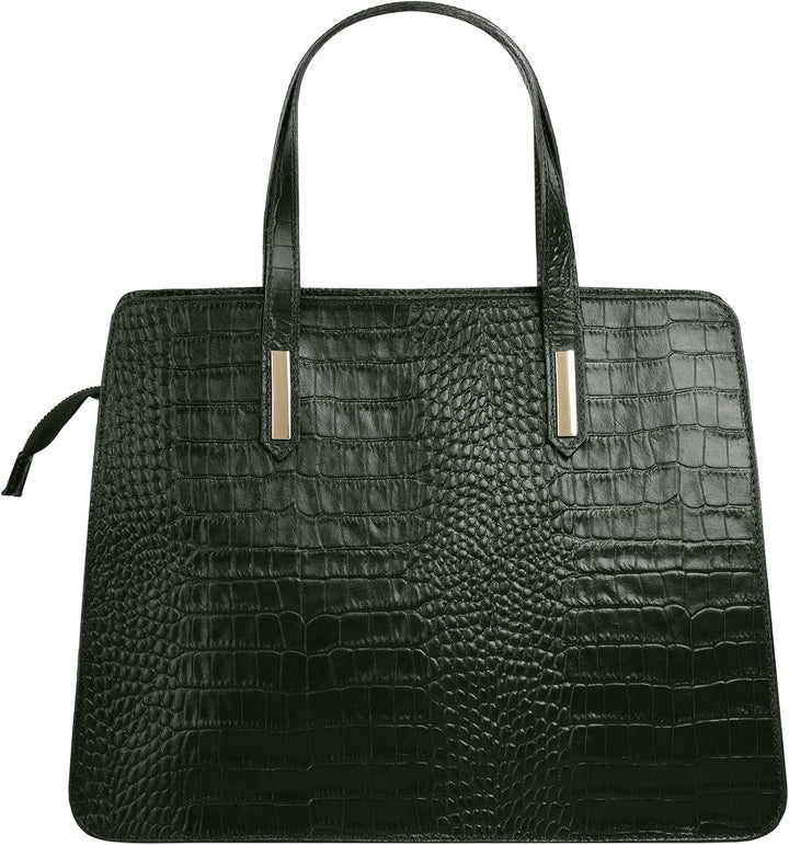 Cluty Handtasche Echt Leder Damen - 021321 Dunkelgrün, Dunkelgrün