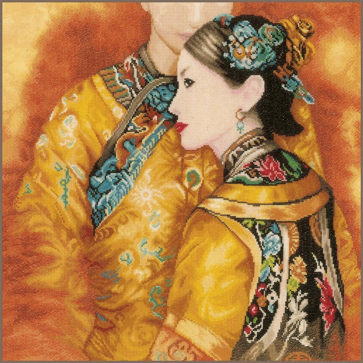 Lanarte Zählmusterpackung Asiatisches Paar Kreuzstichpackung, Baumwolle, Mehrfarbig, 49 x 45 x 0.3 c