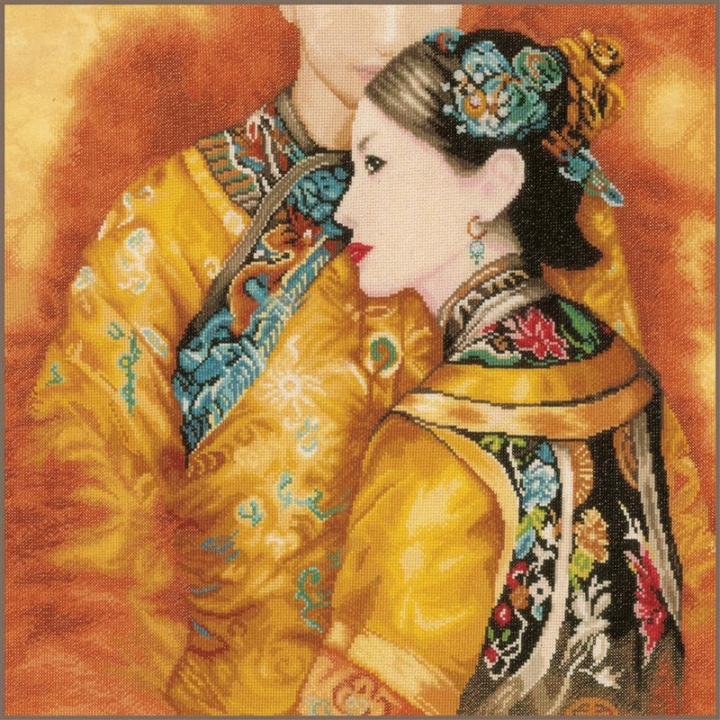 Lanarte Zählmusterpackung Asiatisches Paar Kreuzstichpackung, Baumwolle, Mehrfarbig, 49 x 45 x 0.3 c