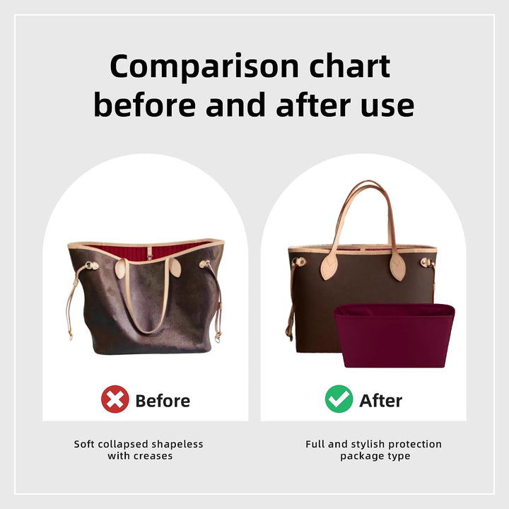 DGAZ Handtaschen Organizer Einsatz für LV Neverfull PM/MM/GM Taschen, Seide Tasche in Tasche Organiz