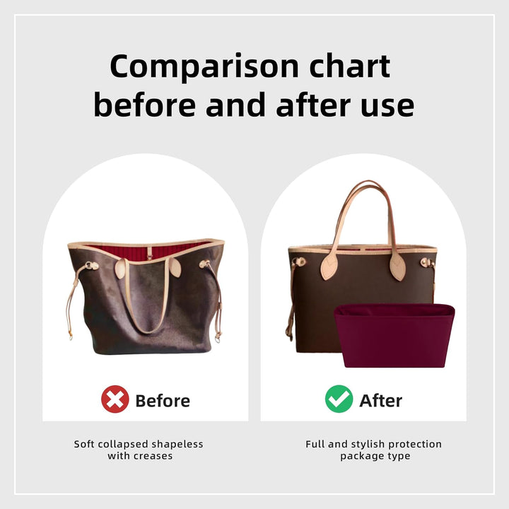 DGAZ Handtaschen Organizer Einsatz für LV Neverfull PM/MM/GM Taschen, Seide Tasche in Tasche Organiz