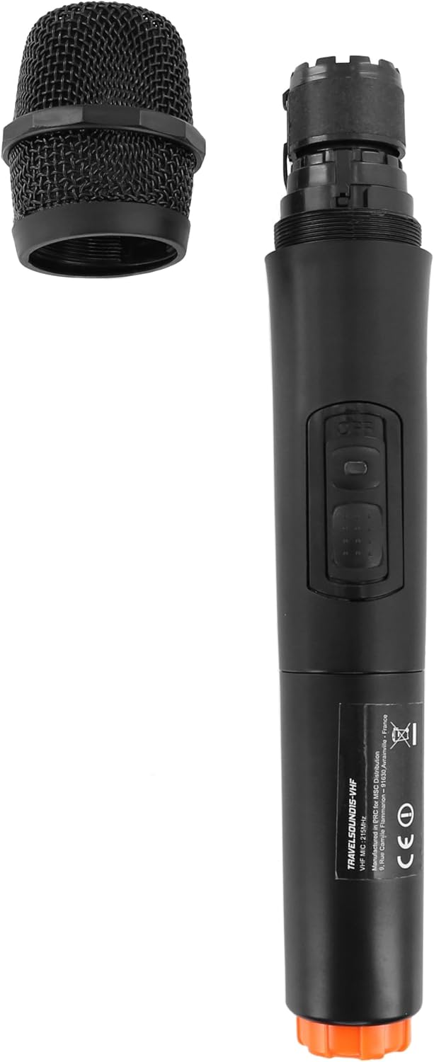 BoomTone DJ Travelsound Handmic 215 kabelloses VHF-Handmikrofon, schwarz, kompatibel mit TRAVELSOUND